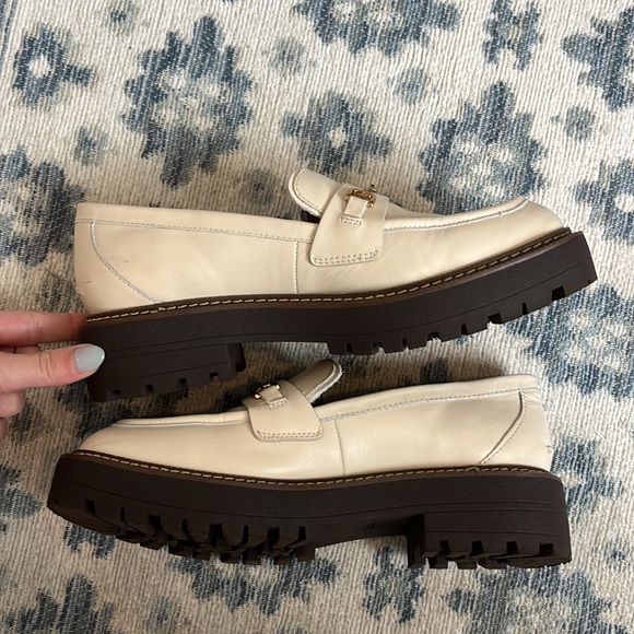 Cream Sam Edelman Laurs Lug-Sole Tailored Loafer Size 8.5 - Picture 2 of 5
